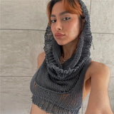 Woherb 2023 Fashion Trend Women's New Hooded Sleeveless Crop Knit Pure Color Interior Sweater-Outfit
