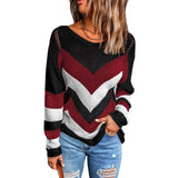 Winter Loose Casual Patchwork Sweater Women Round Neck Streetwear All-match Knitting Jumper Ladies Trend Pullover Top-Outfit