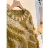 Waterproof Velvet Round Collar Knitted Sweater For Autumn And Winter
