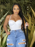Kliou Mesh Midnight Two Piece Set Women Solid Hot Strapless Body-Shaping Bodysuits+High Waist See Through Short Short