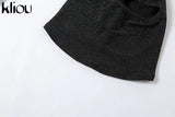 Kliou Shiny Outstanding Bodycon Hooded Jumpsuit Women Long Sleeve Sexy Backless Fashion Streetwear Skinny Slim Female