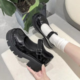 Shoes Vintage Round Toe Ankle-Strap Platform Leather Shoes Japanese Style Lolita Shoes College Student Mary Jane Shoes