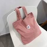 2022 Women's Shopper Shopping Bag Canvas Shoulder Bag Female Hand Bags Corduroy Environmental Storage Reusable Foldable Tote