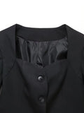 Women Autumn Slim Blazers Suit Coats 2023 Casual Fashion Heart-shaped Collar Female Elegant Street Blazer Outerwear-Outfit