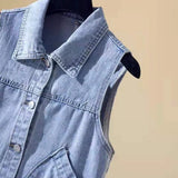 Woherb Vest Female Summer Western Style Show Thin New Korean Version Of Short Jacket Student Horse Clip Jacket Vest Female-Outfit