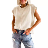 Woherb Women's Summer Cover Sleeve Top Casual Round Collar Loose Knit Sweater Jacket Woman-Outfit