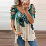 Blouses Shirts Pullover Blusa Hollow-Out Women Elegant Summer Fashion Tops Loose V_Neck 2021 Tee