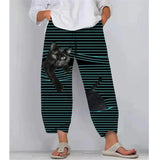 Cute Cartoon Print Women's Pants 2021 Spring Casual Elastic Waist Trousers Oversize Loose Beach Wide Leg Pants Plus Size