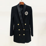 Star New Coat Dress Fashion Double-Dbutled Buckle Of The Verted-Faced Green Fruit Collar Long-Term Suit