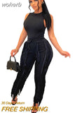 Two Piece Set Womens Outfits Sexy O Neck Tank Top + Drawstring Pants Skinny Tracksuit Women Casual Streetwear Club Suits-Outfit