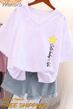 Oversized T Shirts 100% Cotton Plus Size T Shirt Summer Top Tees Letter Printed V Neck L-6XL Short Sleeve Tshirt Women-Outfit