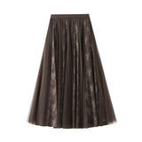 Lace Mesh Splicing High Waist Tight Skirt Women's Autumn Straight Two Wearing Thin Temperament Dress