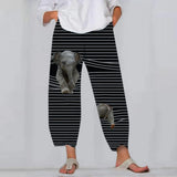 Cute Cartoon Print Women's Pants 2021 Spring Casual Elastic Waist Trousers Oversize Loose Beach Wide Leg Pants Plus Size