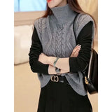 Woherb Twist Sweater Vest Female 2023 Autumn / Winter Jacket Wear A Knit Vest Top-Outfit