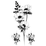 Waterproof Temporary Tattoo Stickers Black Somnus Flower Plant Small Size Tatto Flash Tatoo Fake Tattoos for Man Kid Girl