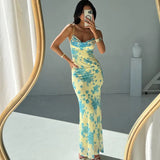 Strap Floral Print Maxi Prom Dress Sexy Mesh Bride Wedding Guest Dress Women Evening Party Dresses Slim XY23605DG-Outfit