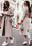Winter Elegant Turndown Collar Long Woolen Coat with