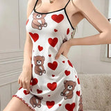 Hot New Pajamas Set Women's Milk Silk Pajamas Sling Skirt Cute Print