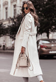 Winter Elegant Turndown Collar Long Woolen Coat with