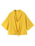 2023 Women Summer Loose 2-Pieces Sets Fashion Solid Satin Blouses Tops and Trousers Female Elegant Two Suits Clothing-Outfit