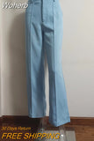 High Waisted Casual White Trousers Women Brown Stright Pants Office Lady Korean Style Women 2023 Pantalones De Mujer-Outfit