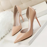 2019 Women pumps Elegant pointed toe patent leather office lady Shoes Spring Summer High heels Wedding Bridal