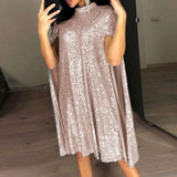 2025 New Small Tie-Collared Bright Dress Loose Women's
