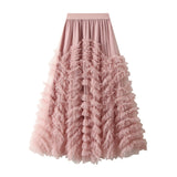 Sense High-End Mesh Yarn Heavy Industry Super Large Swing Dress Thin Croake Gorgeous Cake Skirt