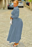 Winter Elegant Puff Sleeve Turtleneck Long Party