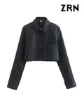 Women Fashion Loose Cropped Shirts Vintage Long Sleeve Front Button Female Blouses Blusas Chic Tops-Outfit