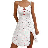 Exploding Love Print Luo Wen Front Fork Deep V Sling Skirt Pyjamas Home Clothes Hot