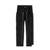Detachable Overalls High Street Casual Trousers Male Zipper Decorate Straight Oversize Cargo Pants Hip Hop Baggy