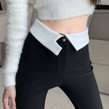 Pants Women Autumn Winter Vintage Casual Korean Style Fashion Chic Student Elasticity Streetwear Female Ulzzang All-match-Outfit