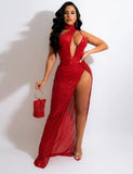 Sexy Sequins Cutout Sleeveless Split Evening Dress with