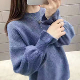 Woherb Sleeve Sweater Female Cocoon New Style Korean Version Foreign Style Versatile Languid Lazy Wind Wears Knit Bottom Unlined Upper Garment Versatile-Outfit