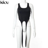 Kliou Ribbons Solid Street Style Tank Tops Women 2021 Summer Casual Sleeveless Sexy Skinny Slim Active Female Simple Hot