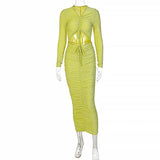 Shine Bling Rudhed Long Sleeves Hollow Our Strings Midi Dress 2022 Fashion Evening Party Women Elegant Streetwear