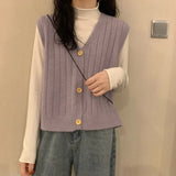 Vest Women Solid Single-breasted Trendy Casual All-match Chic Candy Color Kawaii Girls Tops Korean Style Simple