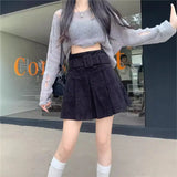 Skirt Women Spring And Autumn Wick Velvet Skirt Brown Large Size Fat Mm High-Waist College Windy Skirt