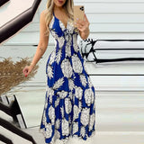 Woherb New Neck With High Waist Print Dress Sexy Women's Dress-Outfit