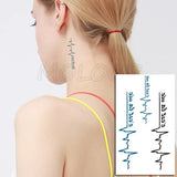 Water Transfer Tattoo Sexy Black Letter Lifeline Tattoo Body Art Waterproof Temporary Fake Flash Tattoo for Man Woman