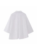 2023 Women Summer Shirts Blouses Tops Fashion Solid Pleated Loose Asymmetric Female Elegant Street Top Clothing-Outfit