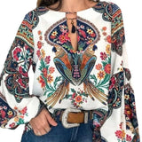 Large Number Of New Women's Fashion Women's Fashion Digital Printing Round Lantern Sleeve Shirts In The Spring And Summer Of