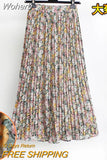 Women Summer Chiffon Floral Print Skirt High Waist A-line Elegant Skirts Beach Many Colors Mid-length Skirt QT1615-Outfit