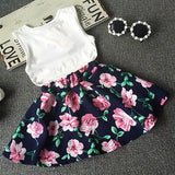 2PCS Kids Baby Girls Toddler T-shirt Tank Tops and Skirt Dress Set Outfits