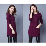 Woherb Korean Version Of The Long Round Collar Long Sleeve Slim Sleeve Knit Bottom Shirt Autumn And Winter New Pure Color Sweater Female Tide-Outfit