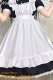 Black White Maid Costume Cute Maid Soft Girl Female Lolita Dresses Japanese Sexy Cat Female Uniform Suit-Outfit
