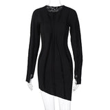 Long Sleeve Patchwork Sexy Mini Dress 2021 Autumn Winter Women Fashion Irregular Party