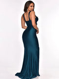 Formal Strap Sleeveless Solid Silt Evening
