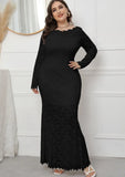 Lace Long Sleeves Plus Size Evening